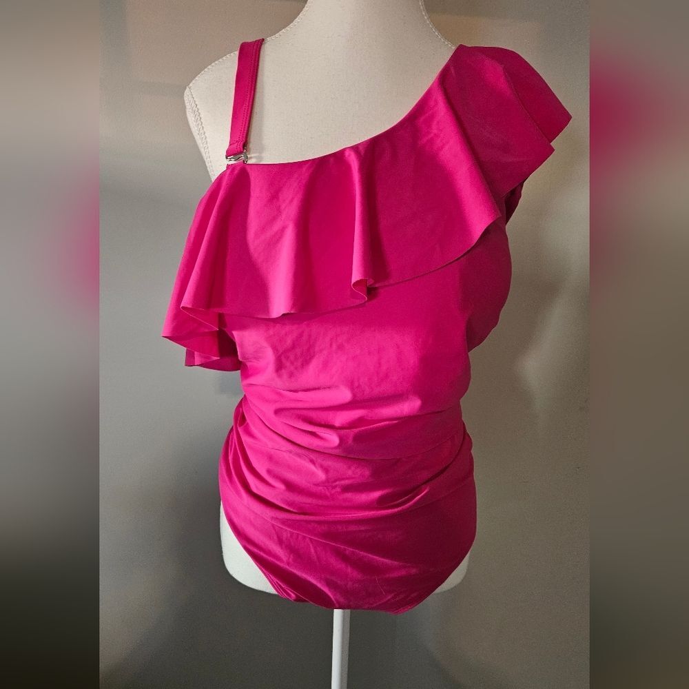 New Ruffle One Shoulder Convertable Strap Swimsuit Plus Size 24W